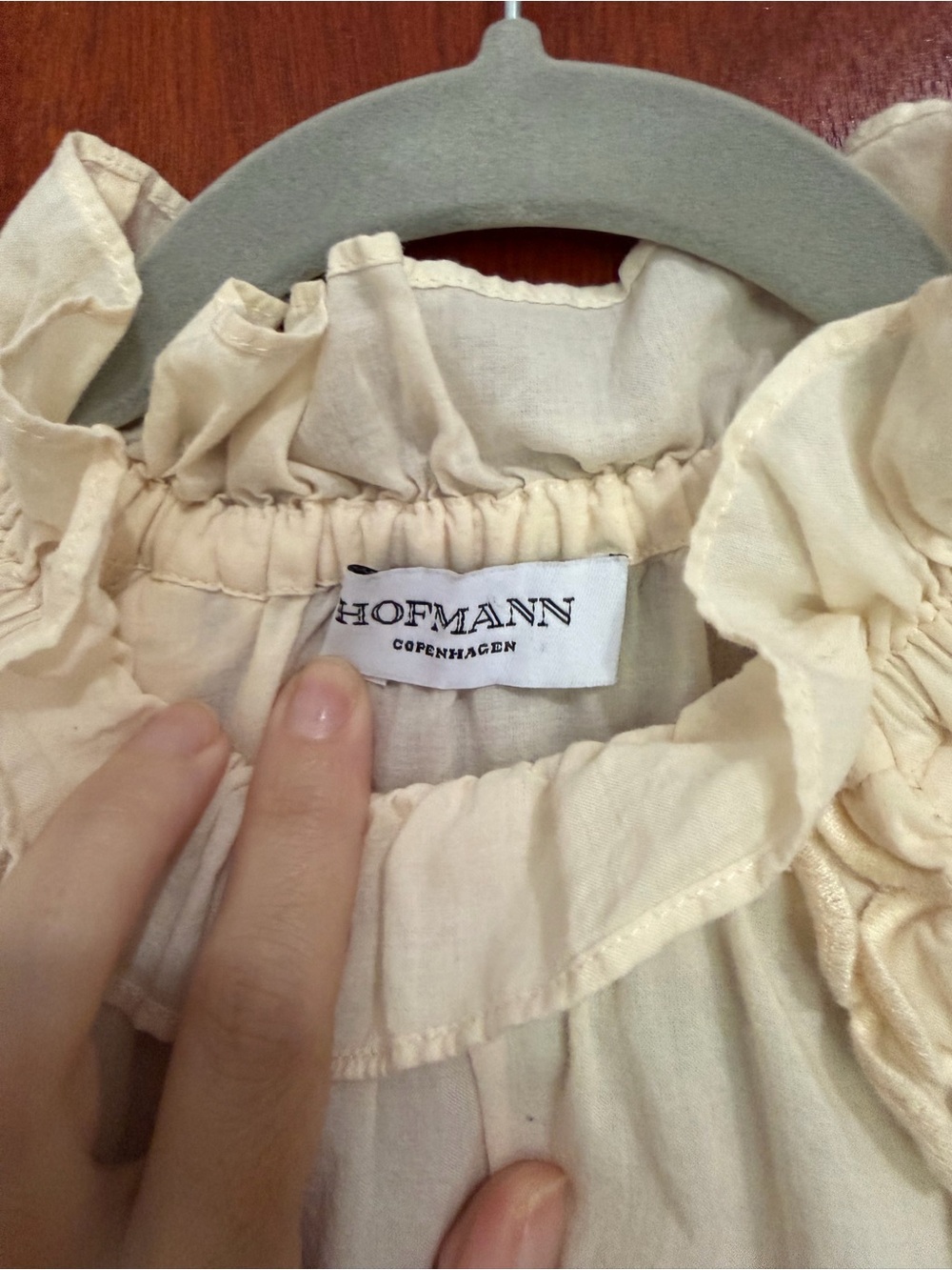 Cream Ruffle-Trim High-Neck Blouse - Picture 3 of 6